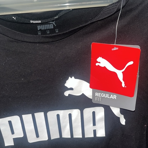 New Puma Women’s Regular Fit Logo Tee Black - Picture 3 of 7